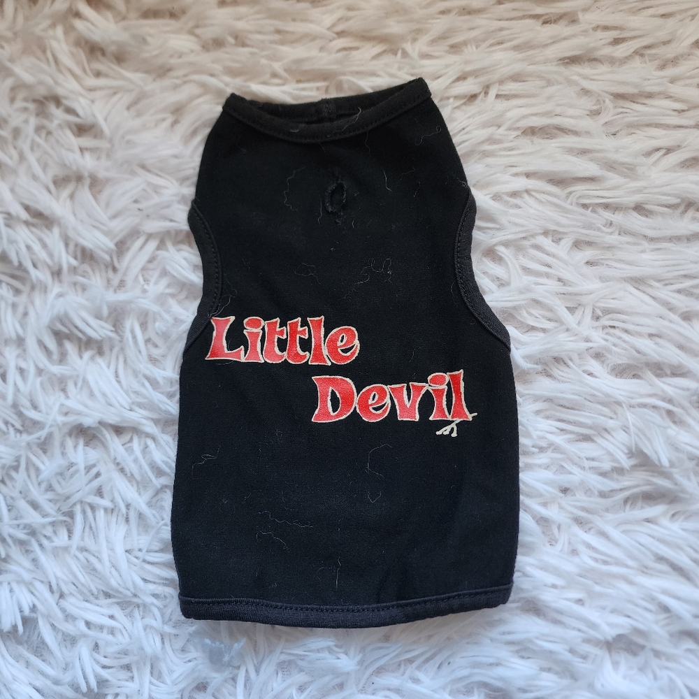 ♠️10/$10♠️ Reversible Black Pet Shirt with Little Angel and Little Devil Print - Picture 2 of 5